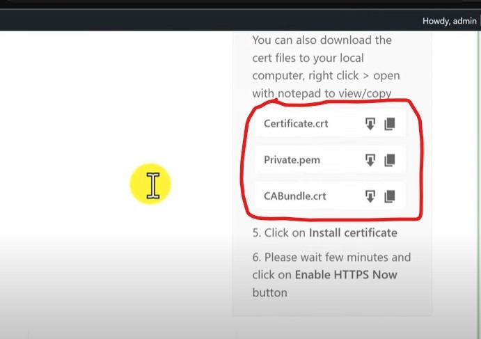 certificate generated